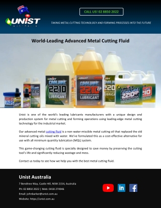 World-Leading Advanced Metal Cutting Fluid