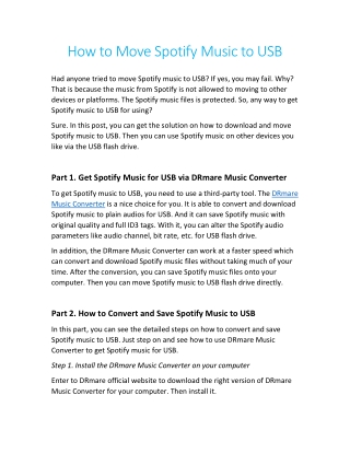 Best Way to Move Spotify Music to USB Flash Drive