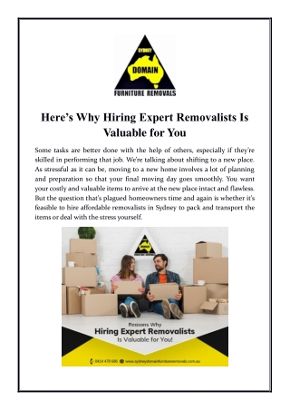 Here’s Why Hiring Expert Removalists Is Valuable for You