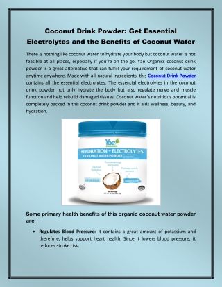 Get Essential Electrolytes and the Benefits of Coconut Water