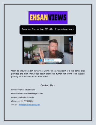 Brandon Turner Net Worth | Ehsanviews.com