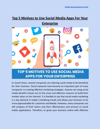 Top 5 Motives to Use Social Media Apps For Your Enterprise