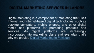 Digital Marketing Services in Lahore