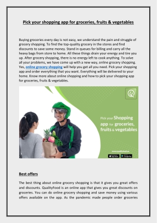 Pick your shopping app for groceries, fruits & vegetables