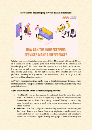 How can the housekeeping services make a difference?