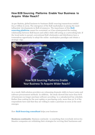 How B2B Sourcing Platforms Enable Your Business to Acquire Wider Reach?