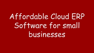 Affordable Cloud ERP Software for small businesses