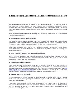 5 Tips To Score Good Marks In 12th std Maharashtra Board