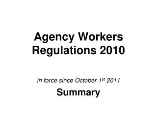 Agency Workers Regulations 2010