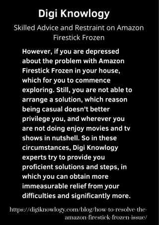 Skilled Advice and Restraint on Amazon Firestick Frozen