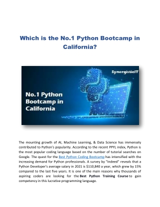 No.1 Python Bootcamp in California