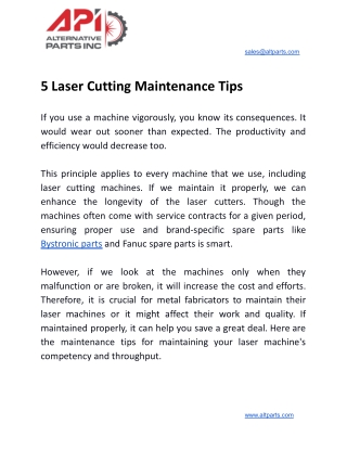 5 Laser Cutting Maintenance Tips