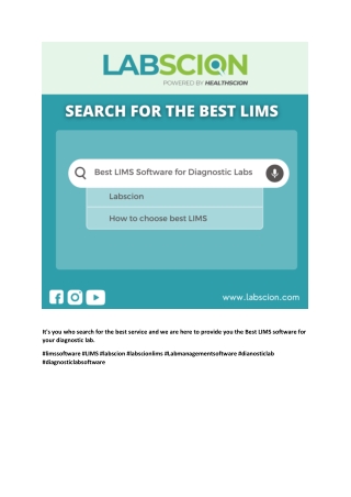 Best LIMS Software For Diagnostic Labs