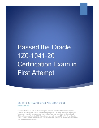 Passed the Oracle 1Z0-1041-20 Certification Exam in First Attempt PDF