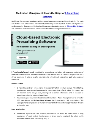 Medication Management Boosts the Usage of E-Prescribing Software