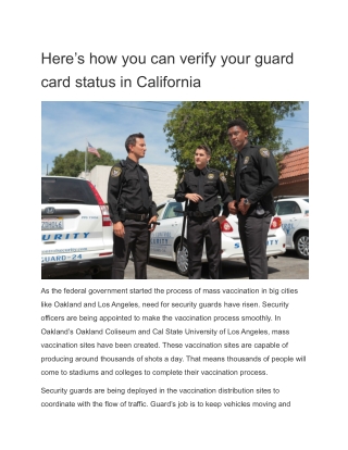 Here’s how you can verify your guard card status in California