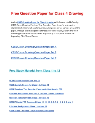 CBSE Question Papers Class 4 Drawing PDF Solutions Download