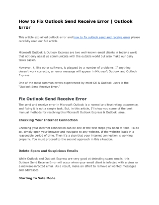 How to Fix Outlook Send Receive Error | Outlook Error