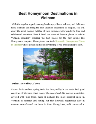 Best Honeymoon Destinations in Vietnam