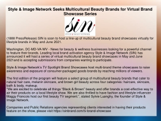 Style & Image Network Seeks Multicultural Beauty Brands for Virtual Brand Showcase Series