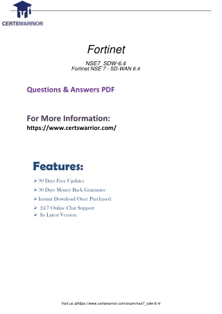NSE7_SDW-6.4 Features of Certification Exam Dumps 2020