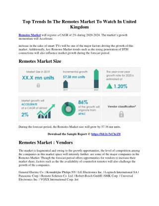 Top Trends In The Remotes Market To Watch In United Kingdom