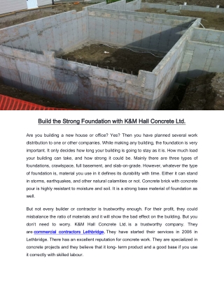 Build the Strong Foundation with K&M Hall Concrete Ltd.