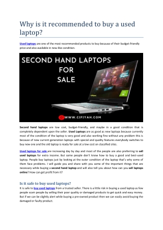 Why is it recommended to buy a used laptop?