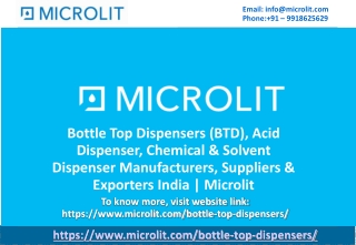 Bottle Top Dispensers (BTD) Manufacturers India-Microlit