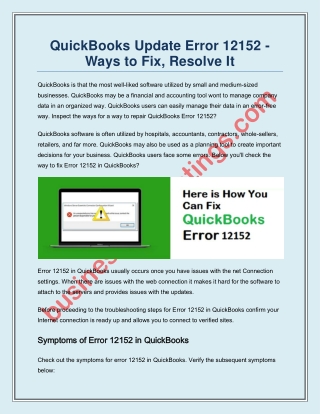 What is QuickBooks Error 12152 and how to Resolve it?