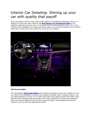 Interior Car Detailing- Shining up your car with quality that payoff