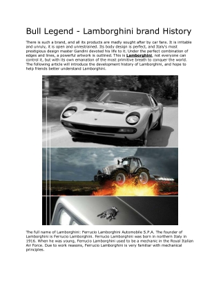 Bull Legend - Lamborghini brand History