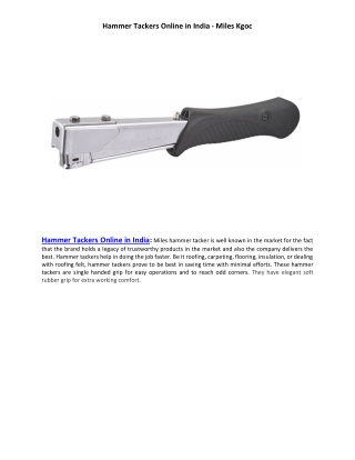 Hammer Tackers Online in India - Miles Kgoc