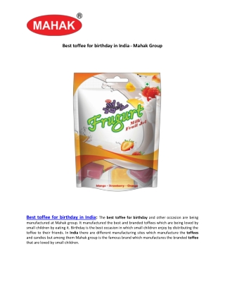 Best toffee for birthday in India - Mahak Group