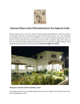 Important Things to Check While Booking Resorts Near Nagpur for Family