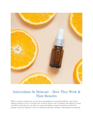 Antioxidants In Skincare - How They Work and Their Benefits - The Moms Co.