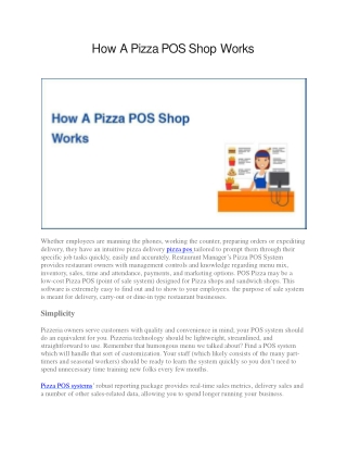 How A Pizza POS Shop Works