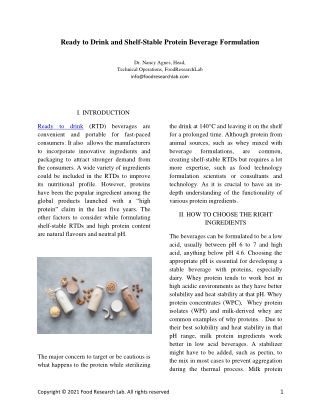 Ready to drink and shelf-stable protein beverage formulation  - Foodresearchlab