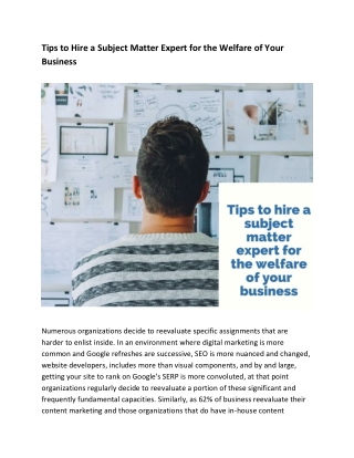 Tips to Hire a Subject Matter Expert for the Welfare of Your Business