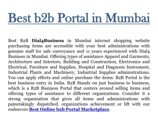 Best b2b portal in Mumbai