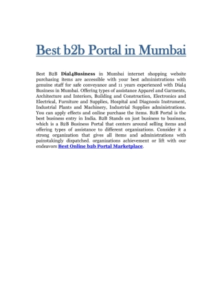 Best b2b portal in Mumbai