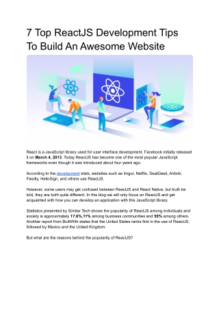 7 Top ReactJS Development Tips To Build An Awesome Website
