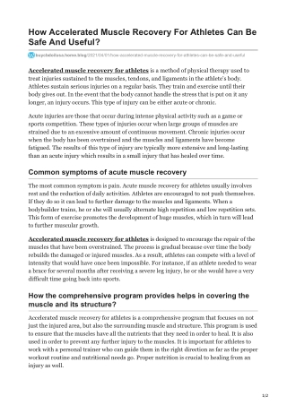 Accelerated muscle recovery for athletes
