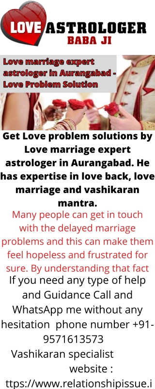 Love marriage expert astrologer in Aurangabad - Love Problem Solution