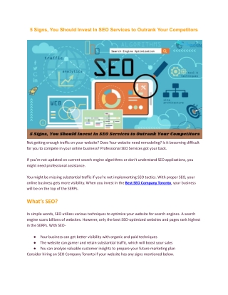 5 Signs, You Should Invest In SEO Services to Outrank Your Competitors
