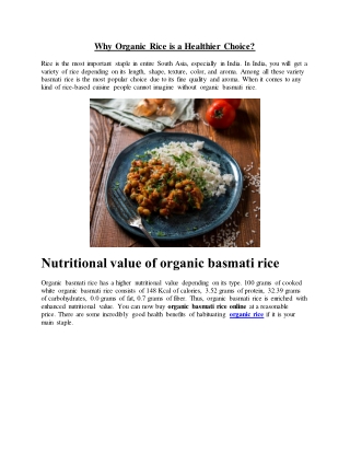 Why Organic Rice Is A Healthier Choice?