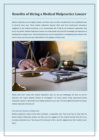 Benefits of Hiring a Medical Malpractice Lawyer
