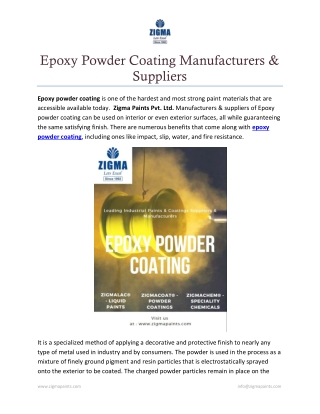 Epoxy Powder Coating Manufacturers & Suppliers