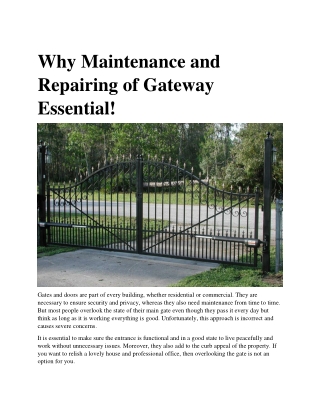 Why Maintenance and Repairing of Gateway Essential!