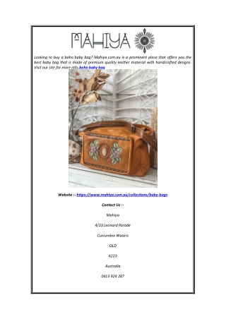 Boho Baby Bag | Mahiya.com.au